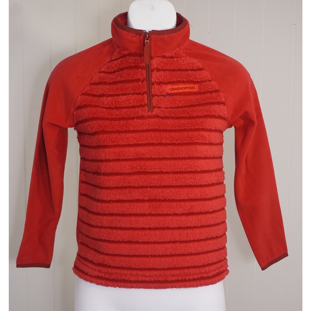 Craghoppers Size 7-8 Red Fleece Quarter Zip Pullover Textured Front